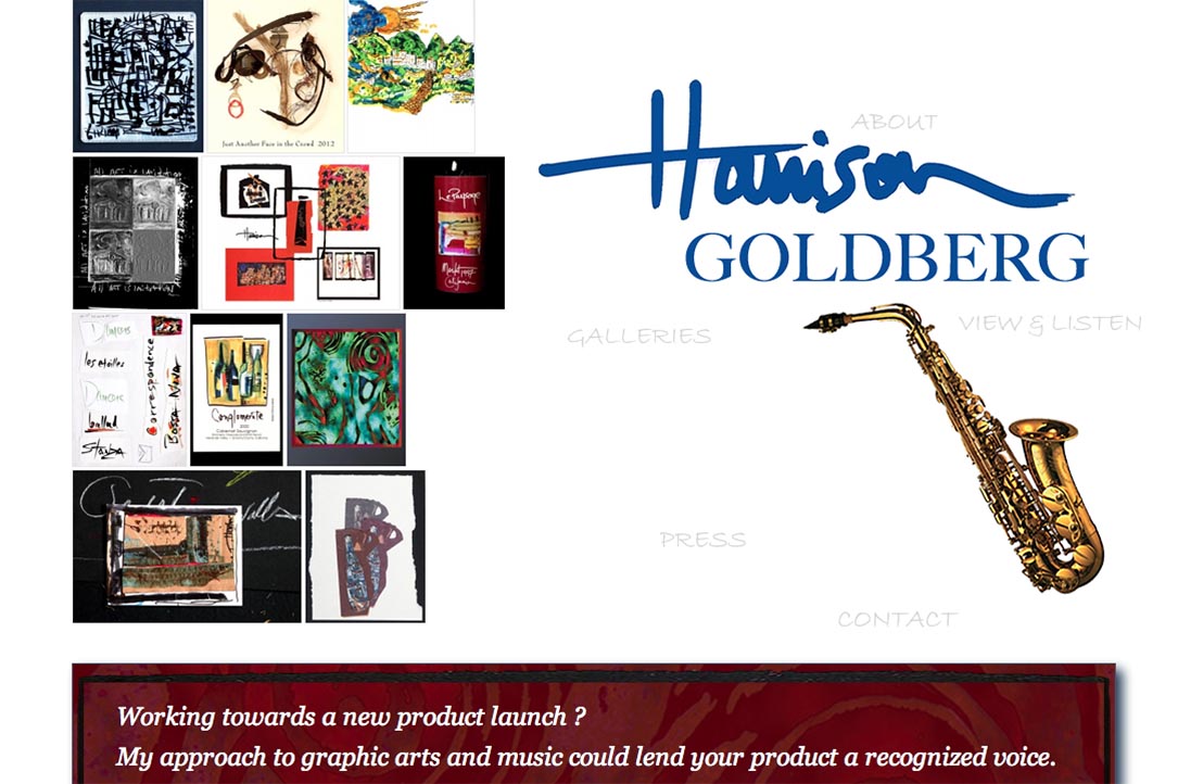 web design for a mixed media artist and jazz musician