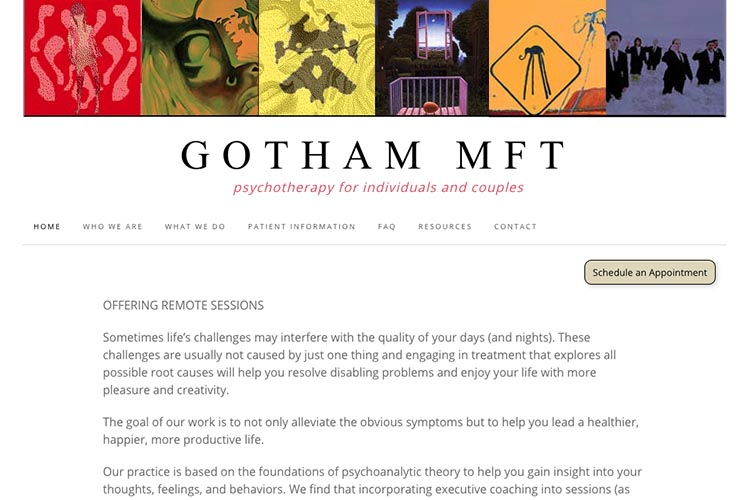 web design for a psychoanalytic therapist