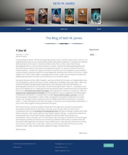website design for an author - blog